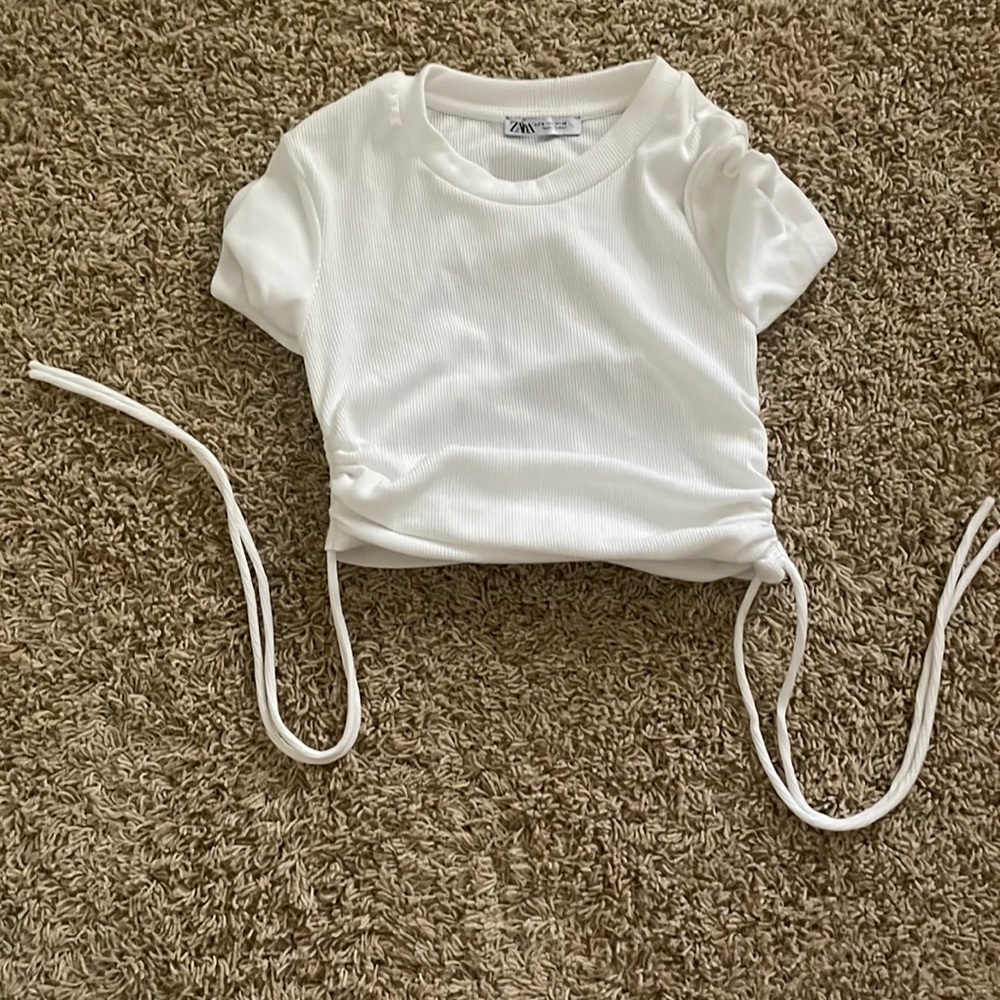 Zara cropped white shirt with ties on the sides size:S